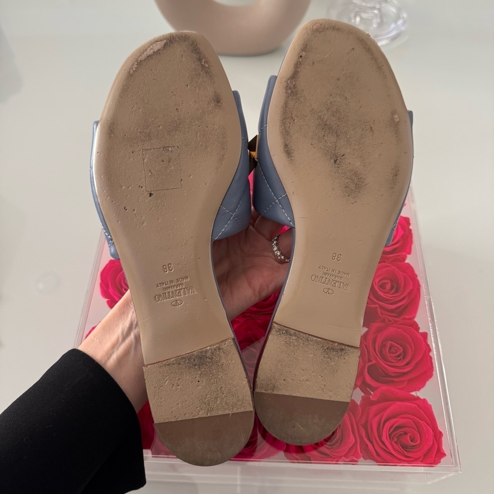 Valentino Roman Stud Flat Slide Sandal In Quilted Nappa Slipper size 38 /8 - Picture 12 of 14